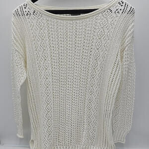 Chicos‎ Women’s 0 Pullover Open Stitch White Cottagecore Boho Size S Sweater